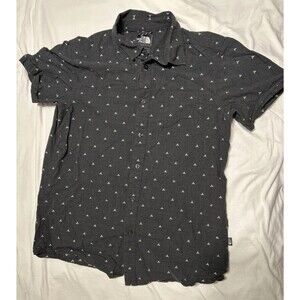 The North Face Men's Baytrail Jacquard Short Sleeve Shirt Gray Tent Print Sz M